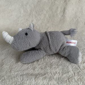 Aurora World Grey Rhinoceros Rhino 9” Plush Stuffed Animal Zoo